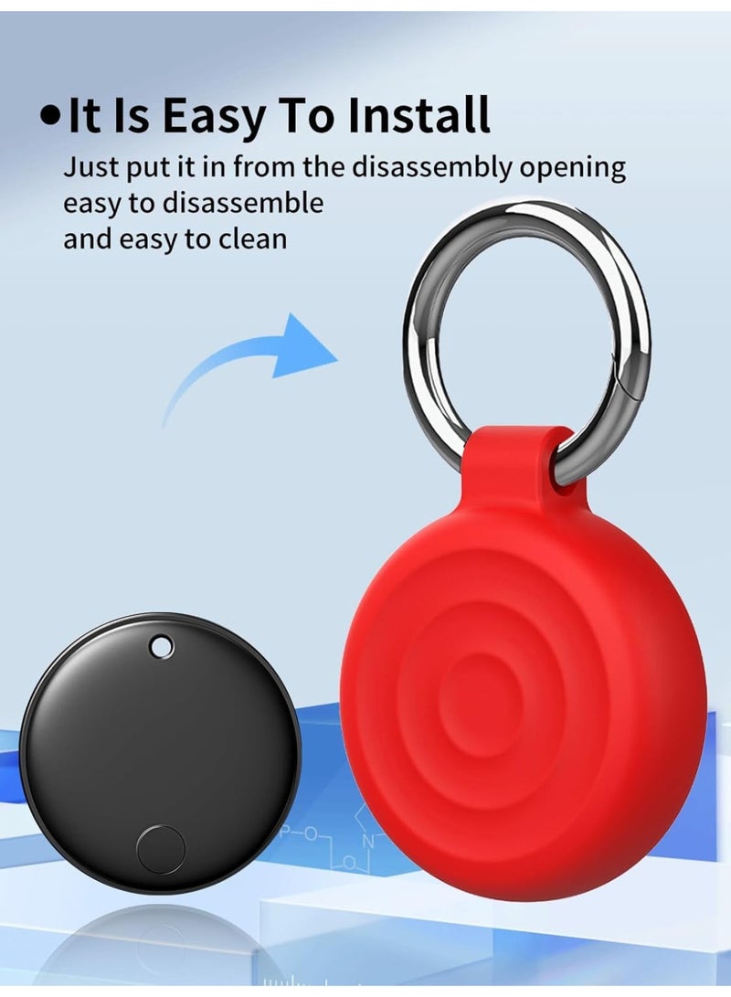 Protective Case Compatible with AirTags, Waterproof TPU Holder Case, Shockproof Anti-Scratch Cover with Keyring and Metal Catabiner, Tag Holder Protective Cover for Kids, Key, Bag, Luggage (Red D) - Image 4